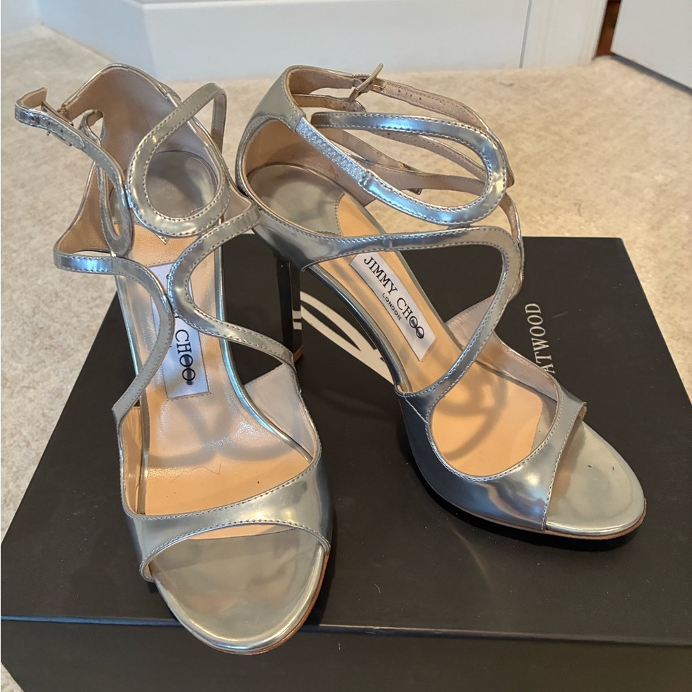 Jimmy Choo Metallic Strappy Heels